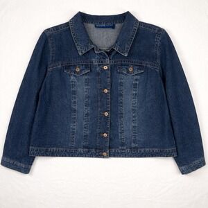 Avenue Jeans Denim Jacket Womens 26 28 Plus Cotton Trucker Y2K Classic Rodeo